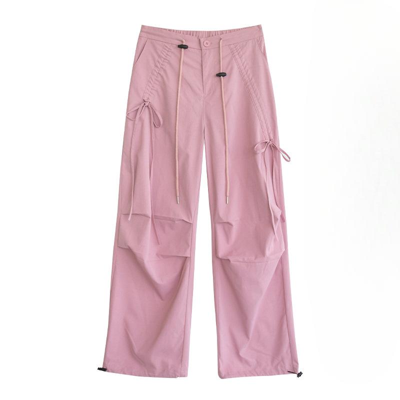 Women's Cargo Pants Overalls Hiking Pants High Waist Retro Loose Wide-leg Bow Casual Sports Pants