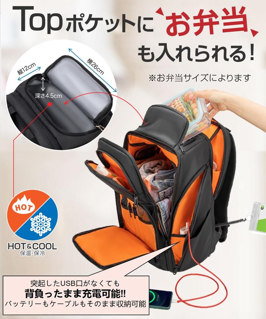 Business Lunch Square Large PC For Business USB Charging Prevents Deformation [ABIBA] Backpack, Men's Backpack, Bag, Rucksack, Capacity, Backpack,