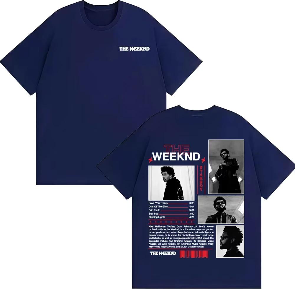 Rapper The Weeknd Starboy Album Cover T Shirt Unisexs Womens Clothing Harajuku Punk Hip Hop Tshirts Unisex Cotton Short Sleeve Top