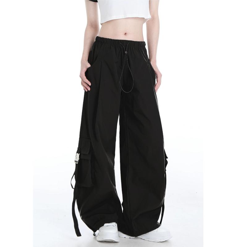 Women Y2K Multiple Pockets Cargo Pants Fashion Casual High Waist Hip Hop Trousers Streetwear Drawstring Baggy Sweatpants