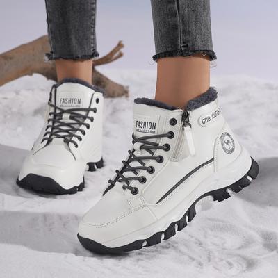 TUINANLE Warm and Comfortable Women's Winter Snow Boots with Side Zipper and Fleece Lining Plush Shoes