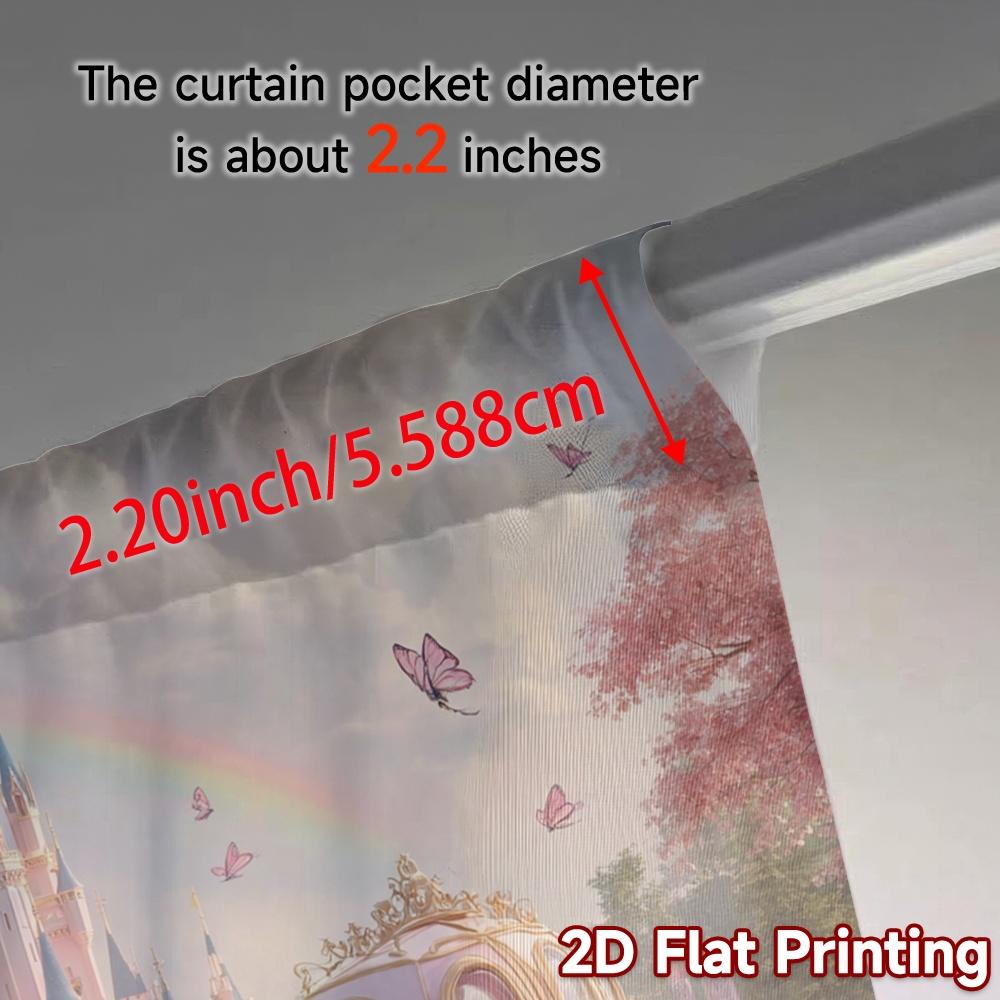 2pcs, 2D FLAT PRINTING Curtains (Without Rod) Fantasy Kingdom Ride Fashionable Modern Curtains Durable 100% Polyester Fabric