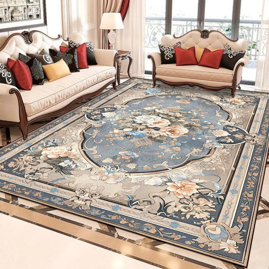 Blumenteppiche im europäischen Stil für Wohnzimmer Retro-Dekoration Heimteppich Flur Sofa-Bereich Bodenmatte Raumdekor Großer Teppich