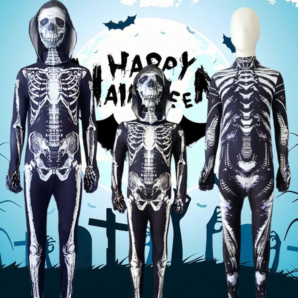 Separate Headgear Skeleton Costume Elastic Cosplay Clothing Props Skull Bodysuits Halloween
