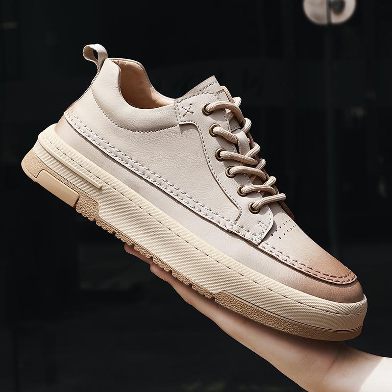 Nowe Męskie Buty Codzienne Oddychające Wulkanizowane Sneakersy Modne Outdoorowe Buty Sportowe do Chodzenia Dla Mężczyzn Skóra Naturalna Męskie Mokasyny