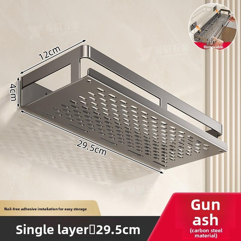 Modern Layer Aluminum Bathroom Shelf With Oxidized Finish And Hanging Hooks For Home Use