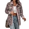 Kvinnor Vår Höst Tunn Skjorta Kappa Lapel Långärmad Enkelknäppt Leopard Patchwork Färg Loose Fit Jacka Ytterkläder