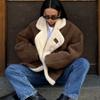 Winter Fashion Oversize Loose Lamb Jacket for Women Long-sleeved Button Wool Jacket Women Retro Jacket