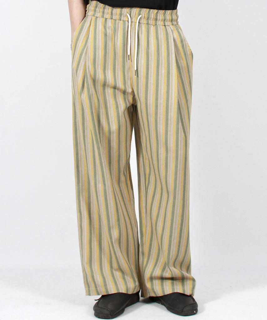 Deumakeu M Vintage Stripe Wide Pants Sage Green