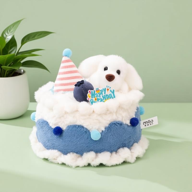 Beautiful Fruit Cake Plush Toy Lovely Animal-Themed Birthday Cake Doll Sweet Treat Stuffed Toy Comfortable Dessert-Shaped Pillow