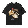 Anime S-Serial Experiments Lain T-Shirts Oversized Vintage Washed Iwakura Lain T-shirt Retro Harajuku Tops Tees Man 100% Cotton