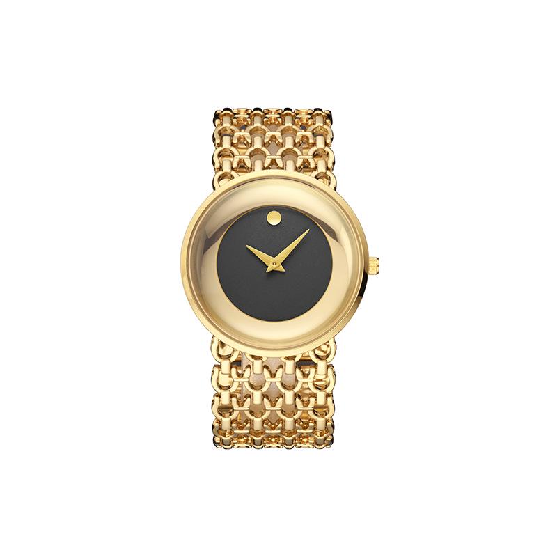 Yalan Loshi Women's Luxury Gold Vintage Waterproof Bracelet Watch with Round Dial.