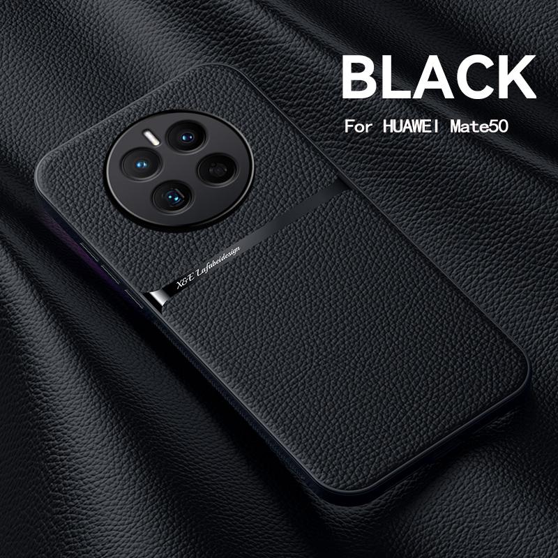 Für Huawei Mate 50 50 Pro Ledertextur eingebauter magnetischer TPU weicher Rand sturzsicher Anti-Fingerabdruck Handyhülle