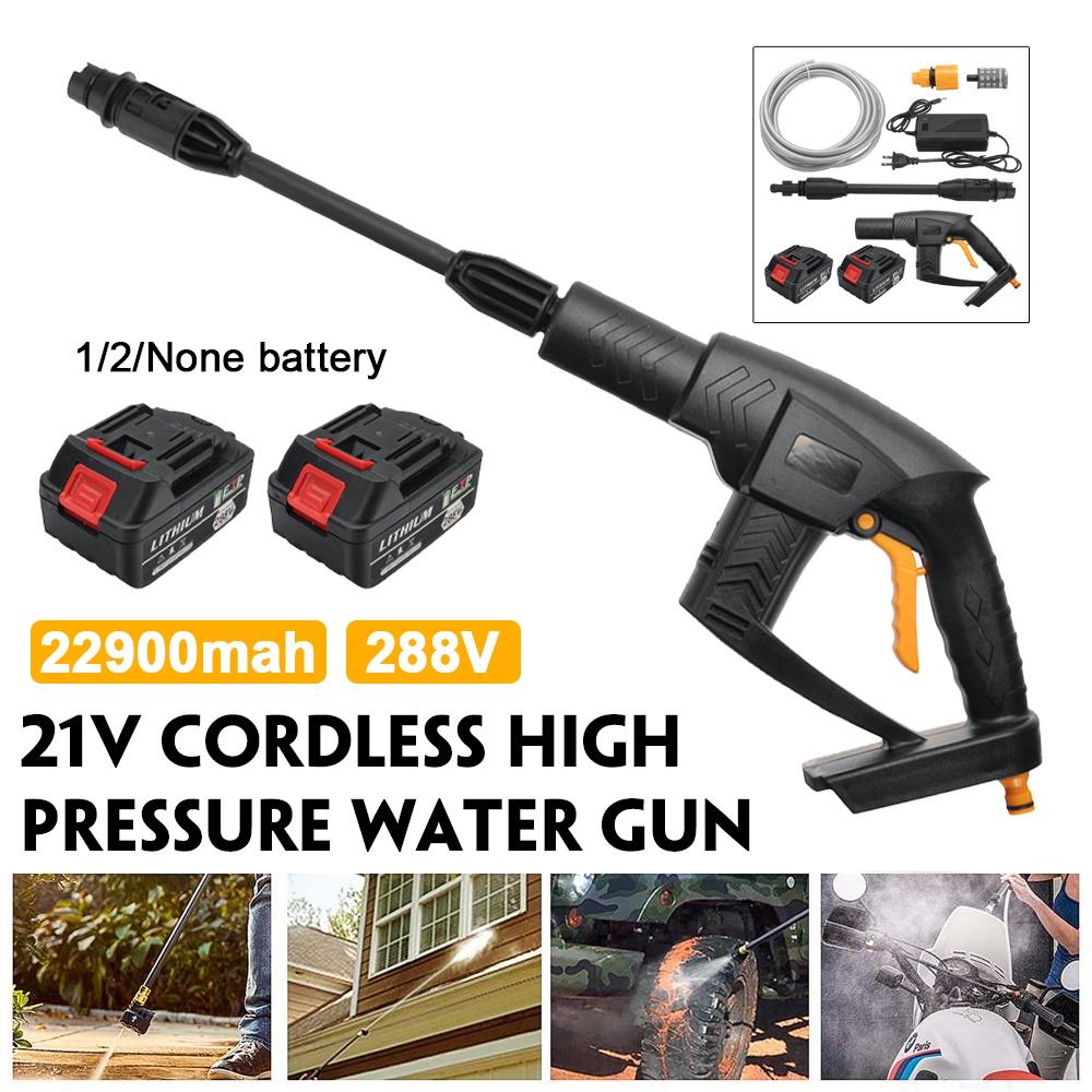 Pistolets à Eau Haute Pression 288VF 300W Lave-Auto Électrique Portable Pompe à Eau AVEC 1 ou 2 Batteries Également Adapté aux Batteries 21V