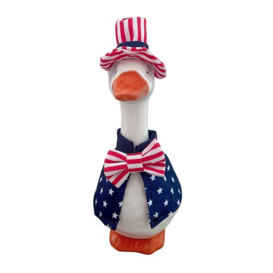 Goose Costume for 7 Inch Mini Desk Goose Doll Patriotic 4th of July Outfit with Hat And Dress Independence Day Festival Decoration