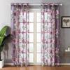 Tulle Bedroom Living Room Peony Pattern Window Drapes Curtain Home Decoration Sheer Curtains