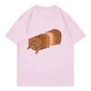 Y2k Retro Hummor Brot Katze Lustige T-Shirts Unisex Damen Katzen-T-Shirt Rundhals Kurzarm T-Shirt Streetwear Oversize Oberteile