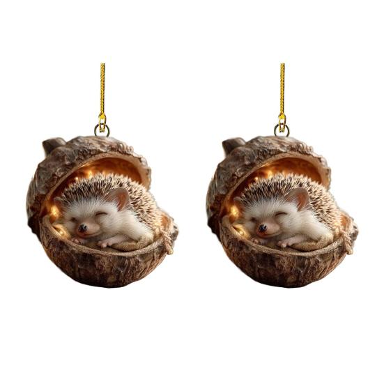 2D Forest Animal Acorn Ornaments Cozy Forest Christmas Tree Ornaments Woodland Creature Acrylic Hanging Ornament for Home Party Decor