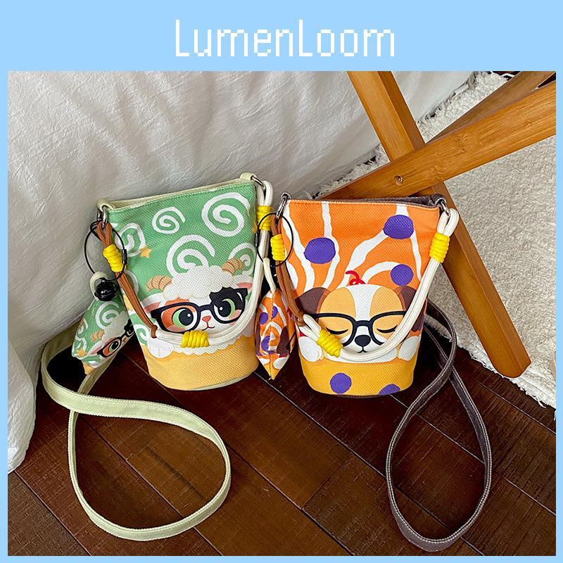 Girl Cartoon Print Nylon Crossbody Bag With Magnetic Closure For Daily Use