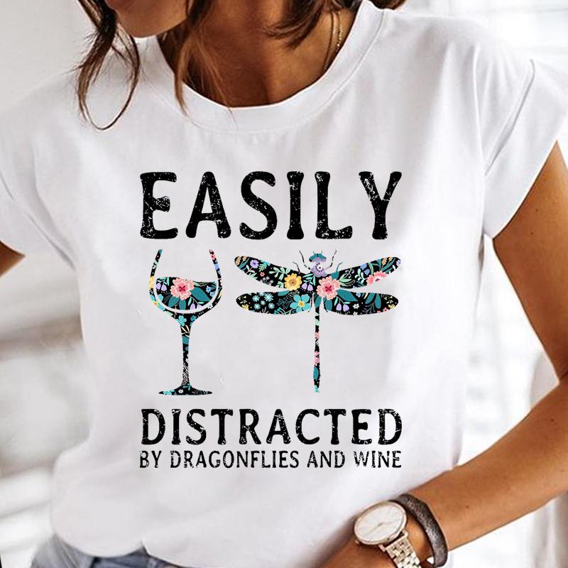Summer Fashion Short Sleeve Butterfly Love Heart Trend Women Print Tee Top Tshirt Lady Female Clothing Casual Graphic T-shirt