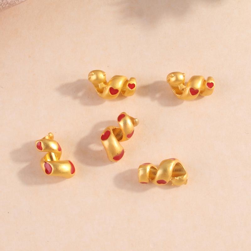 Matte Gold Alloy Snake Year Pendant: DIY Childlike Beaded Jewelry Accessories