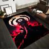 Alfombra de Estilo Anime Oscuro con Llamas Rojas y Diseño de Personaje Ninja Adecuada para usar como antideslizante para sofás de sala de estar y dormitorio