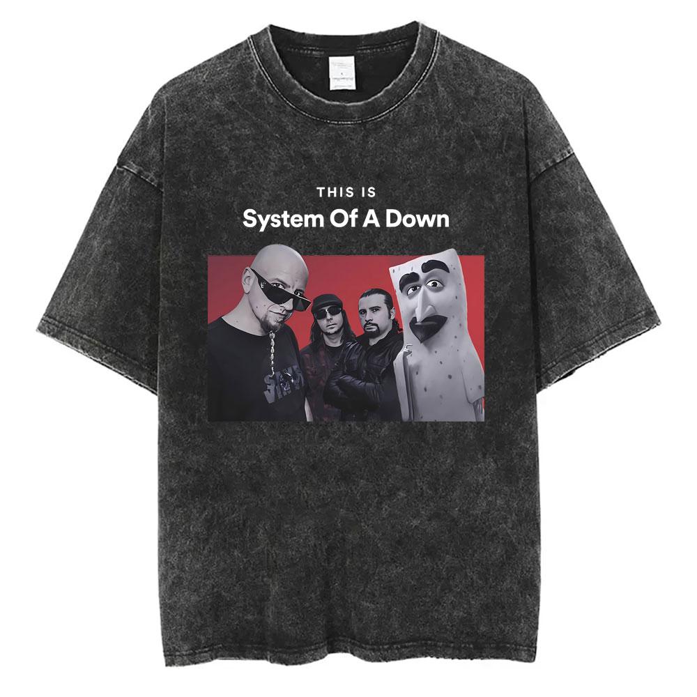 Washed Vintage System of A Down Graphic Tshirt Men Women Classic Rock Music Band Cartoon Anime Print Tshirts Yk Mens T Shirts