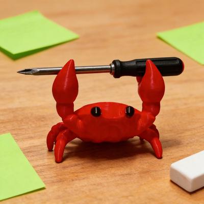Crab Pen Holder Cute 3D Desk Organizer for Pens Pencils Glasses Decorative Gift for Kids Adults School Office Supplies