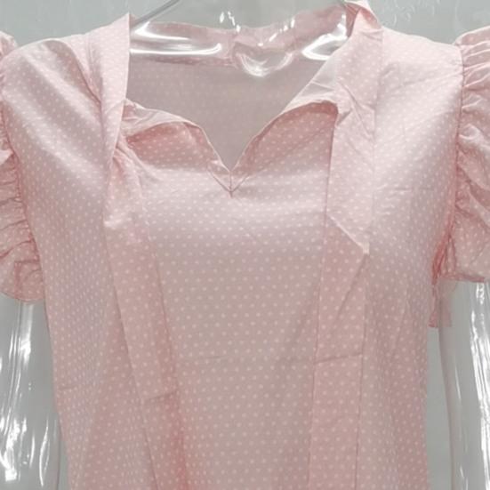 Blouse Short Sleeve Polka Dot Women Ruffle Bowknot Shirt for Dating