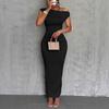 New Cute and Fashionable Water Ripple Off-the-shoulder Dress