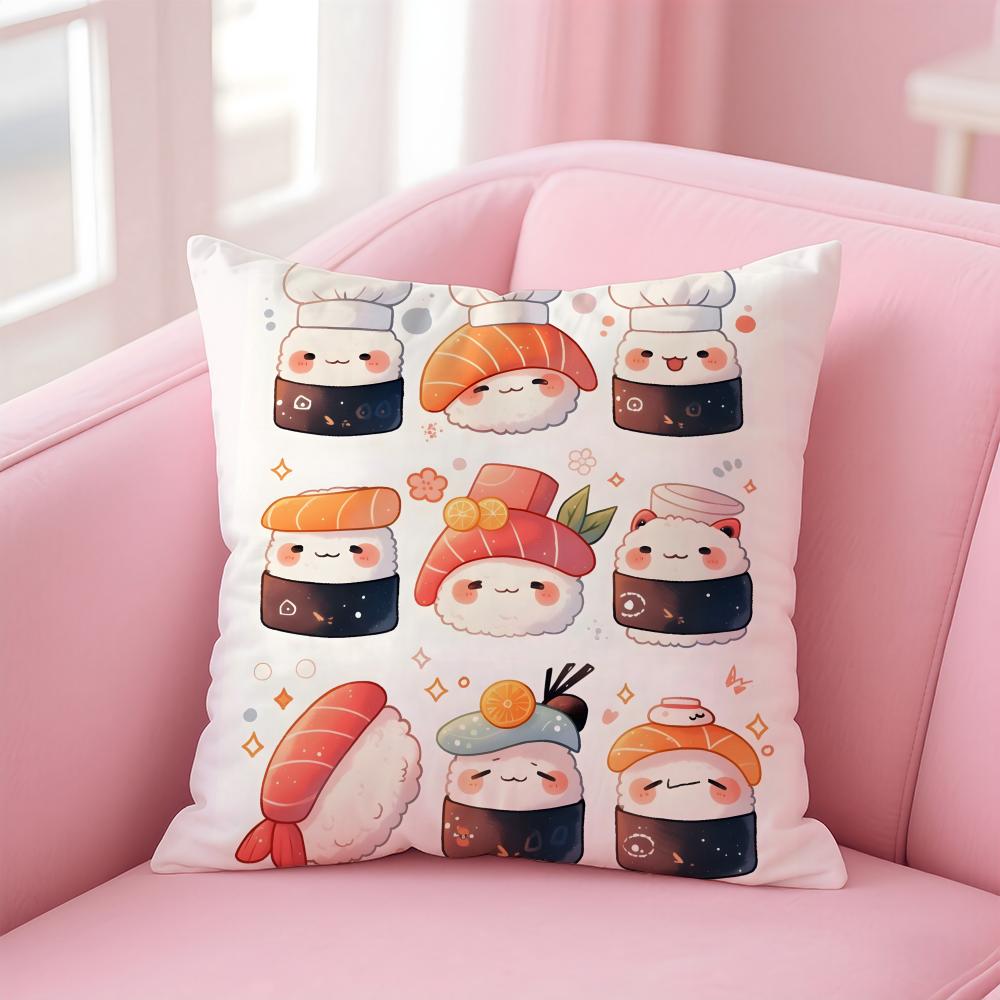 Mini Japanese Food Art Cute Sushi Cushion Cover Pillow Case Soft Skin Friendly Fabric  Concealed Zipper