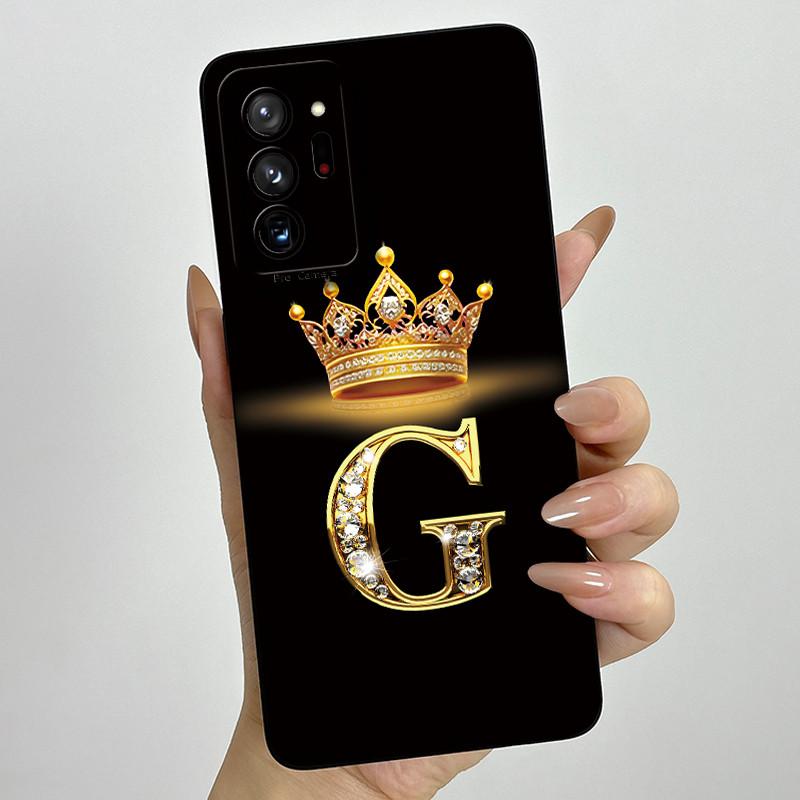 Case For Samsung Galaxy Note 20 Ultra Luxury Crown Letter Liquid Silicone Back Cover Soft Funda For Samsung Note20 20Ultra Coque