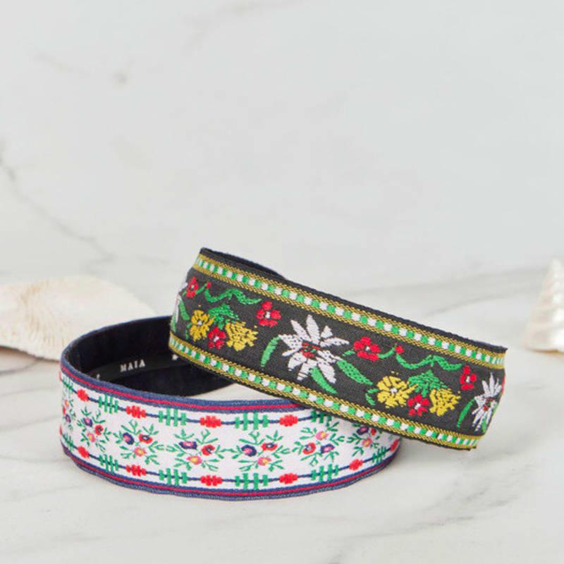 Maia Green Flower Jacquard Hairband - Plain Yellow-Green
