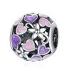 WOSTU 925 Silver Dreamy Purple Heart Charms Safety Chain Space Jewelry Beads Fit Bracelet DIY Bangle For Women