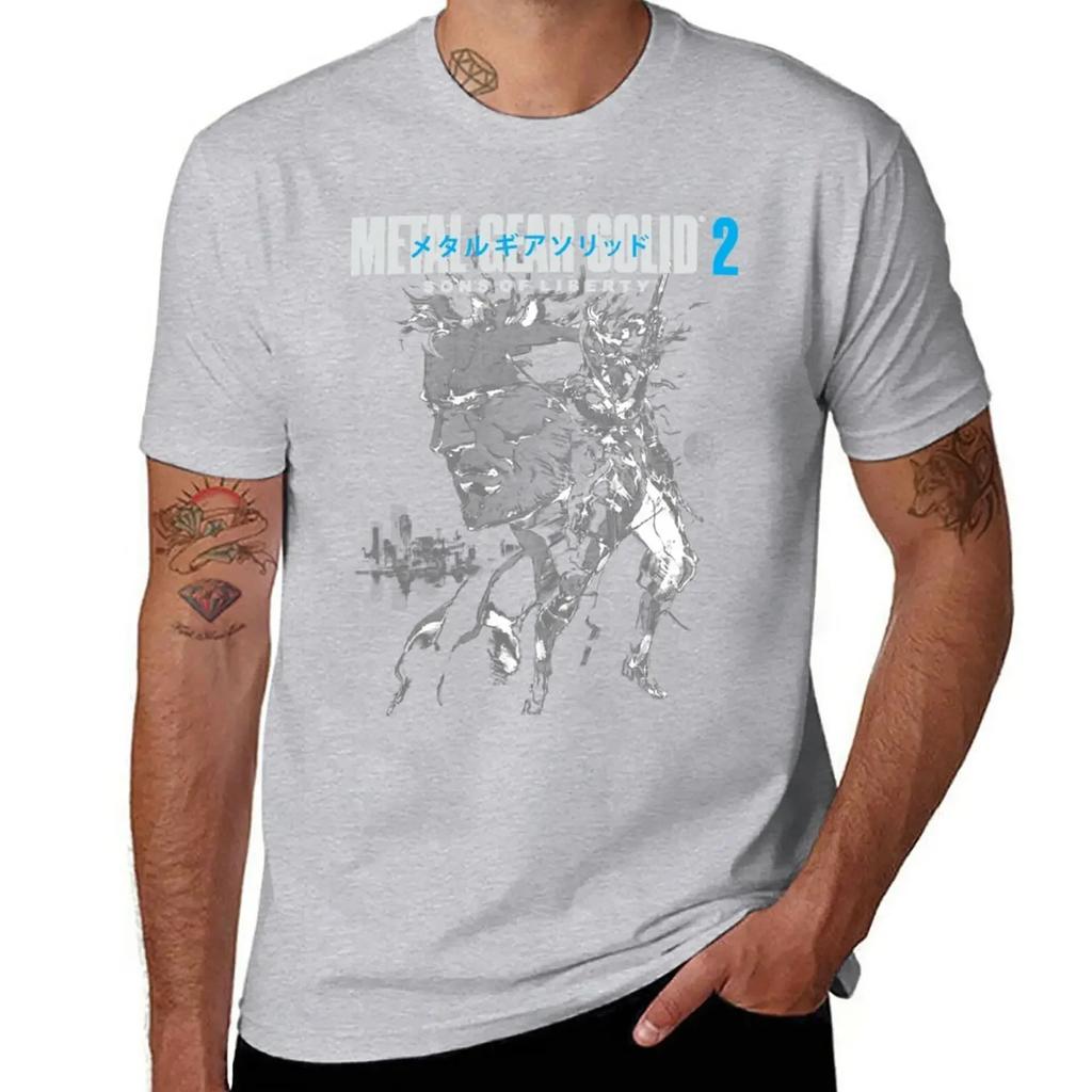 MGS2 - Bootleg T-Shirt Aesthetic Clothing Boys Whites Sweat T Shirts for Men Cotton