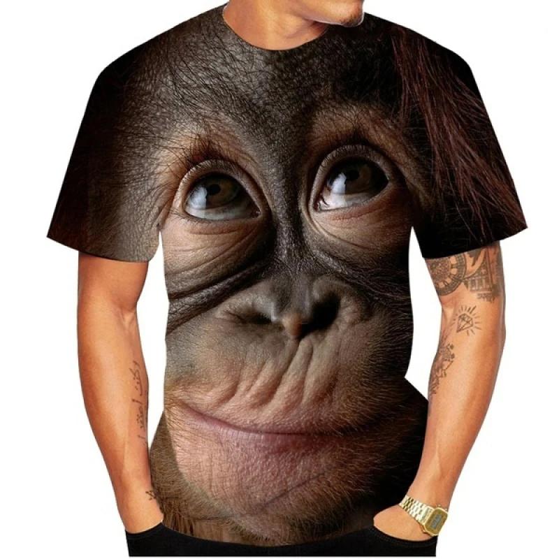 Mens T-Shirts For Men Clothing Oversized Funny Tee Shirt Gorilla Graphic 3D Printed Summer Casual Short Sleeve Tops Loose Tees