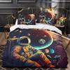 3D Space Enthusiast Boy Teens Bedding Set Astronaut Space Down Duvet Cover Pillowcase 2/3pcs for Single/double Birthday Gift
