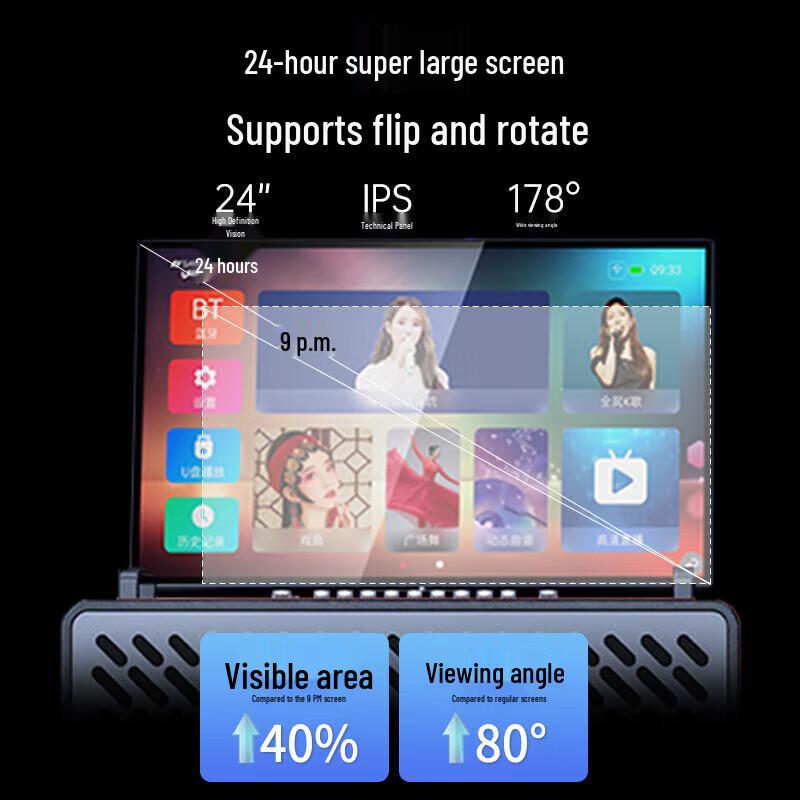 ShanShui C10 Portable Karaoke Machine with Display CN Plug (adapter Included) (CN Version)