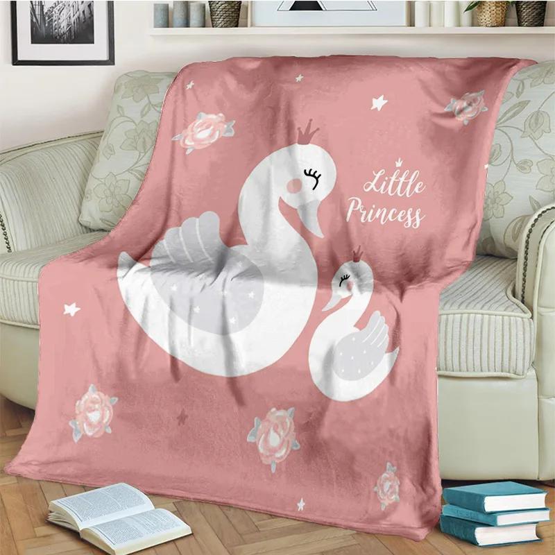 Couverture Cygne Princesse Dessin Animé Mignon 3D Cygne, Couverture Jetée Douce pour Maison Chambre à Coucher Lit Canapé Pique-nique Voyage Bureau Couverture Enfant