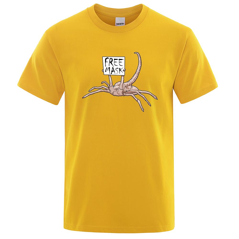 Alien Free Mask Printed T Shirt Men Horror Scorpion T-Shirts Summer Cotton Breathable Tee Clothing Streetwear