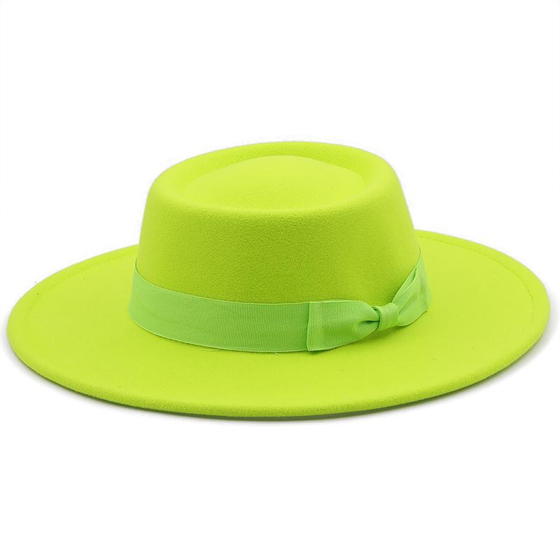 Nauja 8,5 cm plataus krašto Fedora Hat Jazz Hat Moteriška Klasikinė Veltinio Skrybėlė Panama Solid British Fascinator Moteriška veltinio kepurė