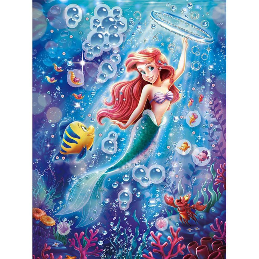 Disney Küçük Deniz Kızı Ariel Okyanus Koleksiyonu 5D Elmas Boyama Elmas Dolu Kendin Yap El Yapımı Elmas Boyama Karikatür Dekorasyon Boyama Kiti