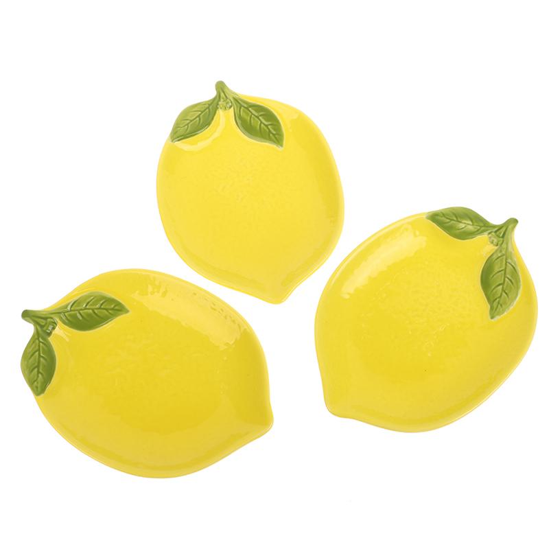 Creative Cartoon Lemon Shaped Ceramic Dish Salad Dish Family Fruit Snack Plate Kitchen Utensils Accessories