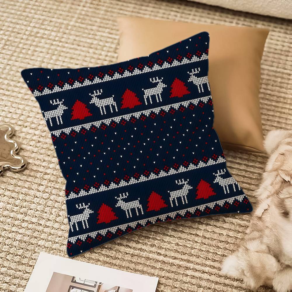 Little Christmas Joy Pillow Case Silky Short Plush With Invisible Zipper Dustproof Sofa Cushion Cover