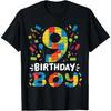 Kids 9 Years Old Building Blocks Builder 9th Birthday Boys T-Shirt