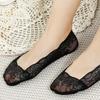 Antislip platte schoenen, zwarte zomerse kanten pantoffels