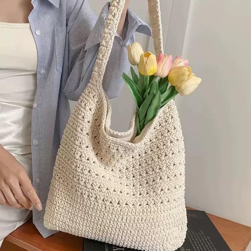 Zomer super populair geweven tas dames nieuwe literaire en artistieke stijl wol gebreide vakantie strandtas schouder messenger bag