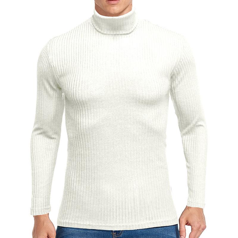 Modisches Herren High-Neck Eng anliegendes Gestricktes Unterhemd Langarm Vielseitig Weich Lässig Tägliches Gestricktes Oberteil