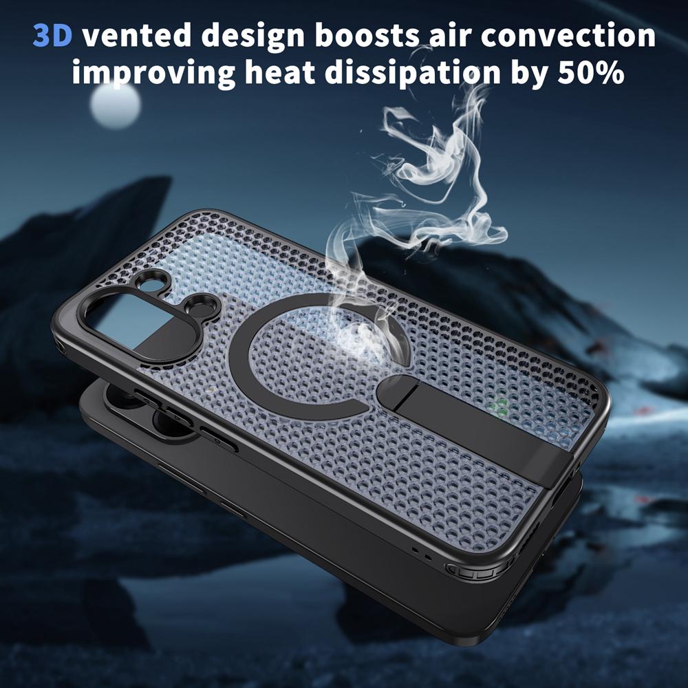 KEYSION Hollow Heat Dissipation Case for MagSafe for Xiaomi POCO X8 Pro Max Magnetic Cooling Hide Stand Shockproof Phone Cover