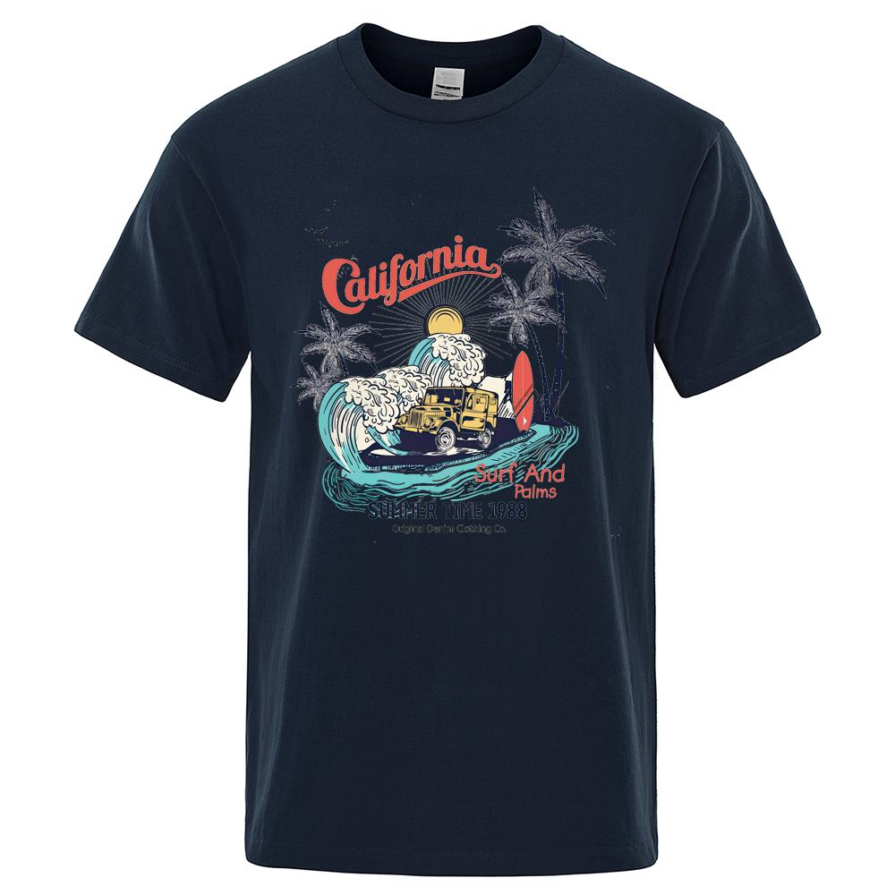 California Summer Time 1988 Prints Tshirt Men Women Casual Sweat Loose Tee Clothes Cotton Comfortable Soft Oversized Men T-Shirt